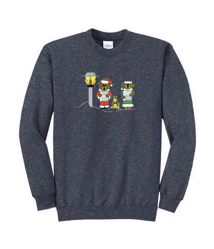 Christmas Caroling Bears Embroidered Crewneck Sweatshirt