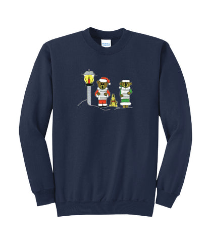 Christmas Caroling Bears Embroidered Crewneck Sweatshirt