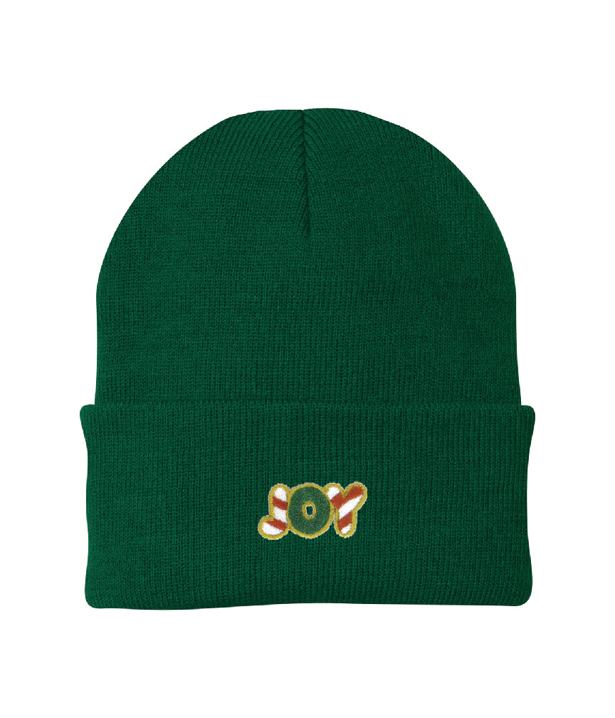 Christmas Joy Embroidered Knit Cap Beanie