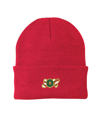 Christmas Joy Embroidered Knit Cap Beanie