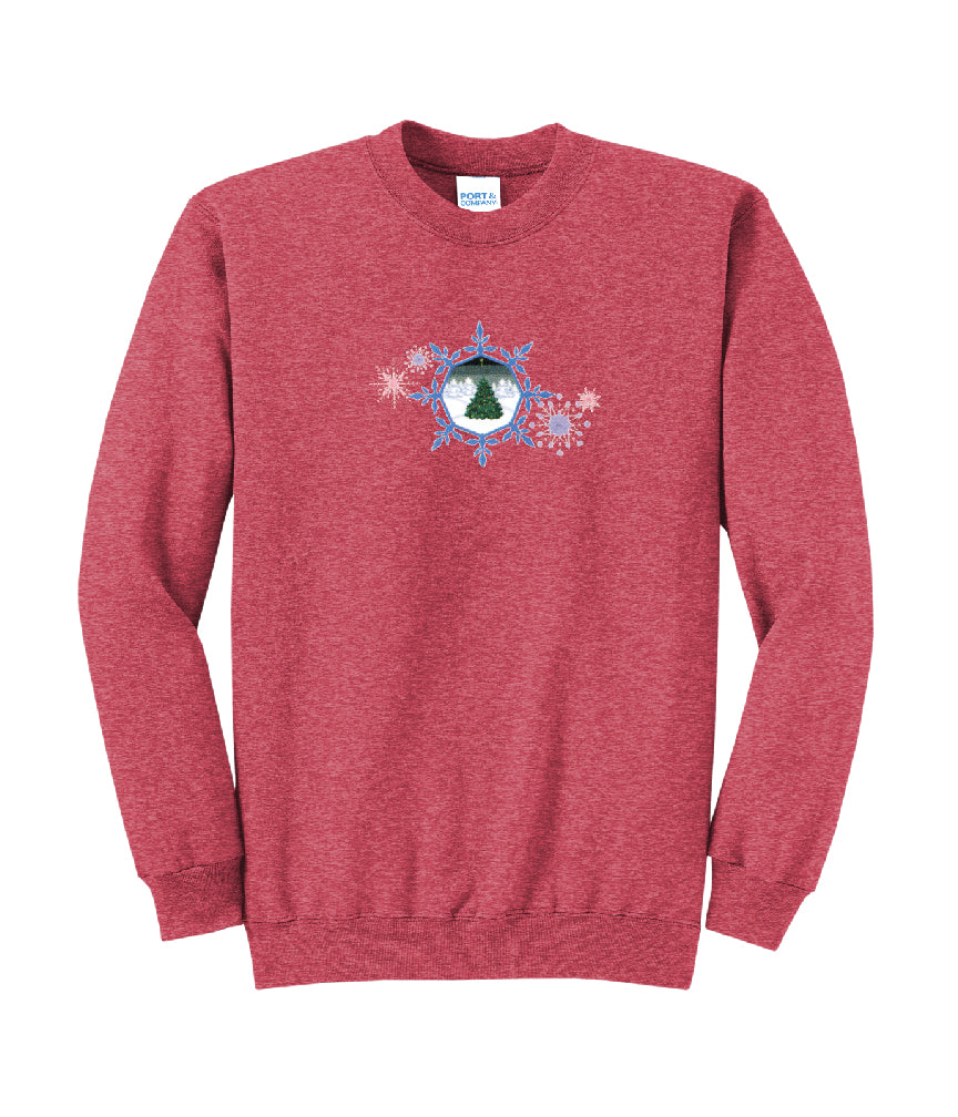 Christmas Tree and Snowflakes Embroidered Crewneck Sweatshirt