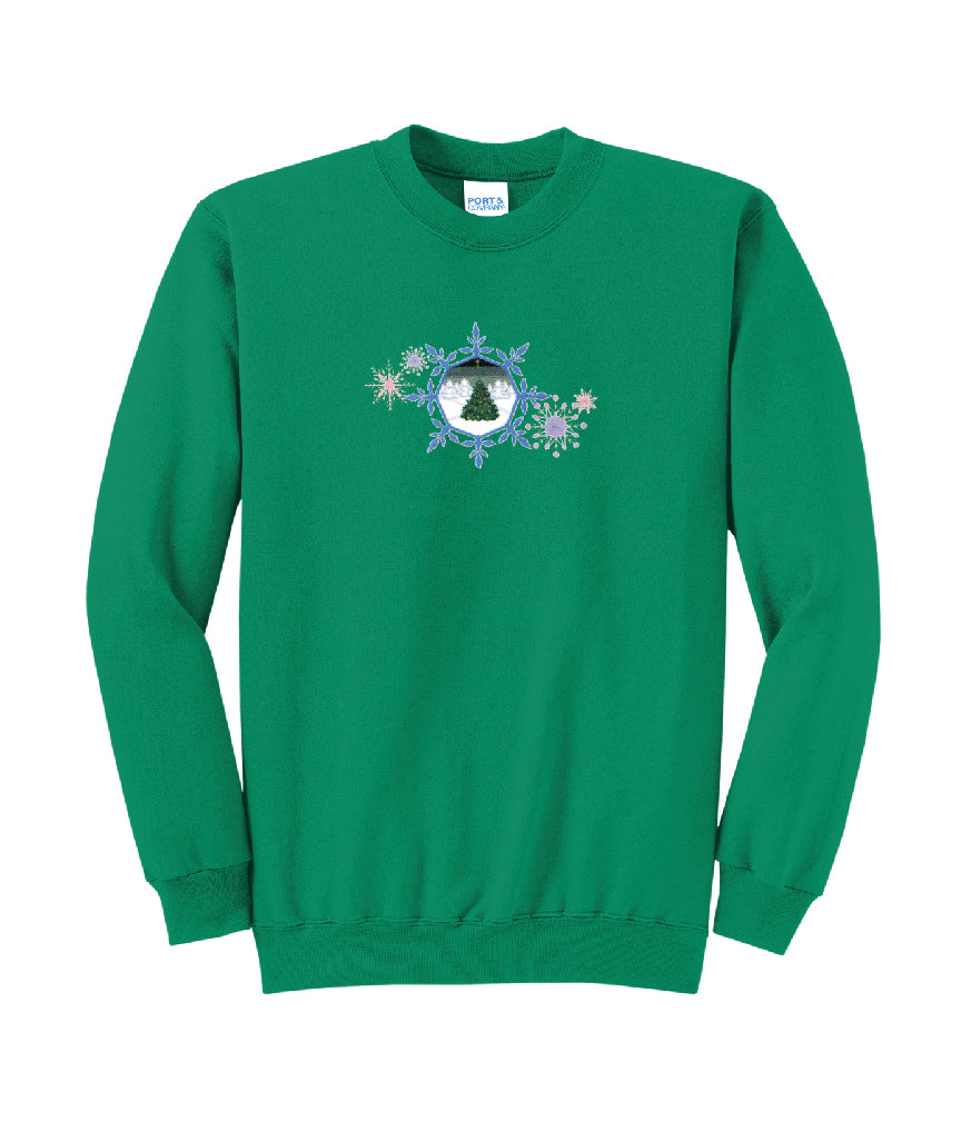 Christmas Tree and Snowflakes Embroidered Crewneck Sweatshirt