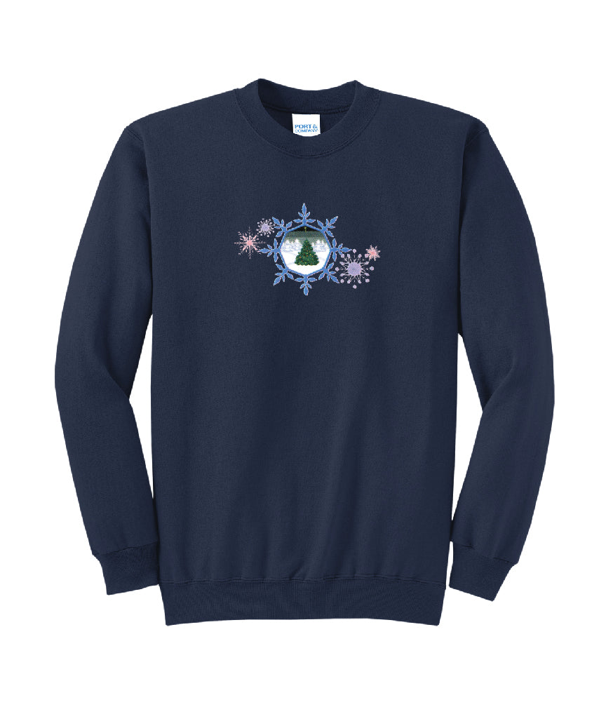 Christmas Tree and Snowflakes Embroidered Crewneck Sweatshirt