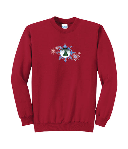 Christmas Tree and Snowflakes Embroidered Crewneck Sweatshirt