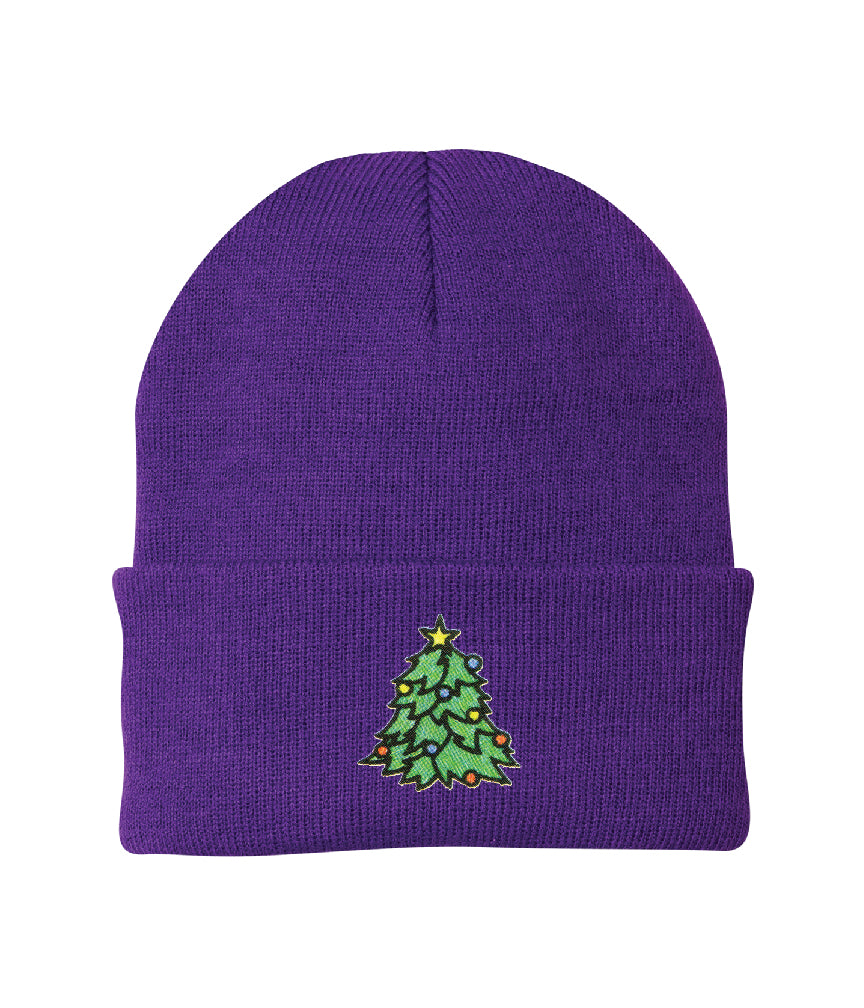 Christmas Tree Embroidered Knit Cap Beanie