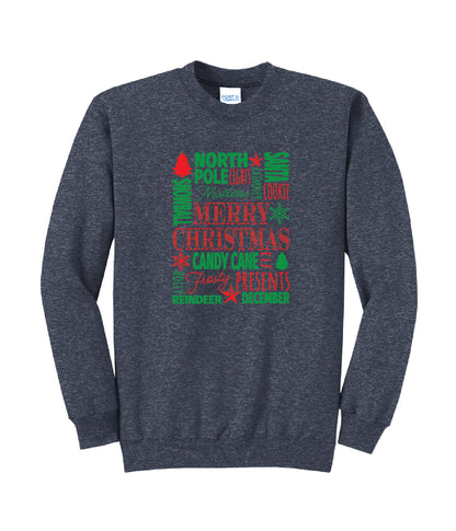 Merry Christmas Word Jumble Crewneck Sweatshirt