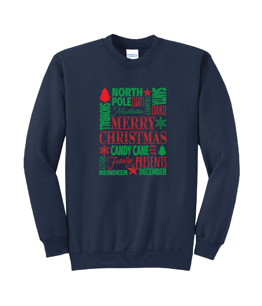 Merry Christmas Word Jumble Crewneck Sweatshirt