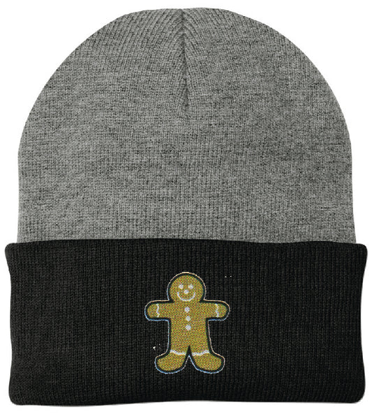 Gingerbread Man Embroidered Knit Cap Beanie