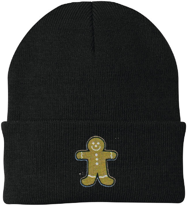 Gingerbread Man Embroidered Knit Cap Beanie