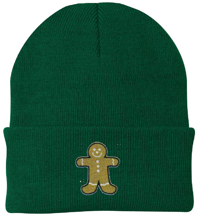 Gingerbread Man Embroidered Knit Cap Beanie