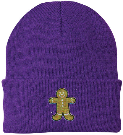 Gingerbread Man Embroidered Knit Cap Beanie