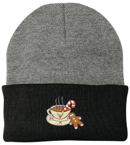 Hot Cocoa Embroidered Knit Cap Beanie