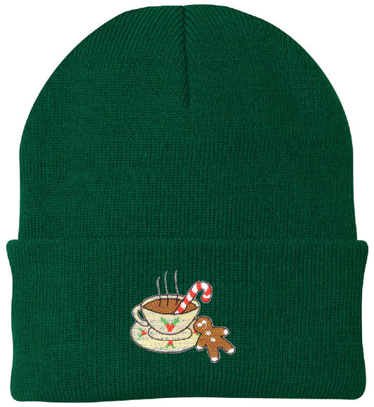 Hot Cocoa Embroidered Knit Cap Beanie