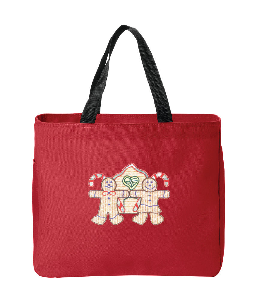 Christmas Gingerbread Men Embroidered Tote Bag