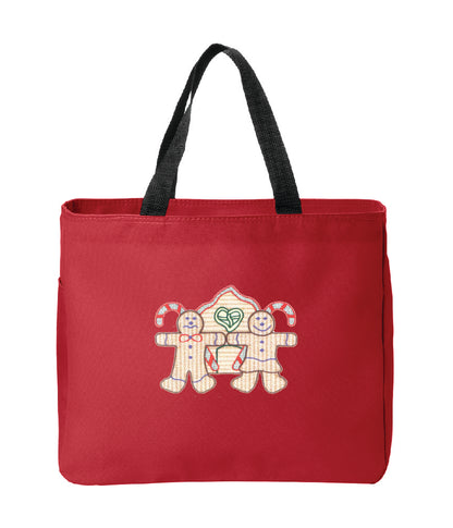 Christmas Gingerbread Men Embroidered Tote Bag