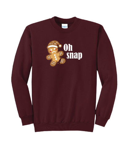 Gingerbread Man "Oh Snap" Crewneck Sweatshirt