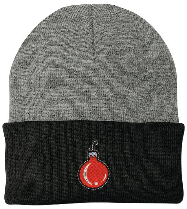 Bulb Ornament Embroidered Knit Cap Beanie