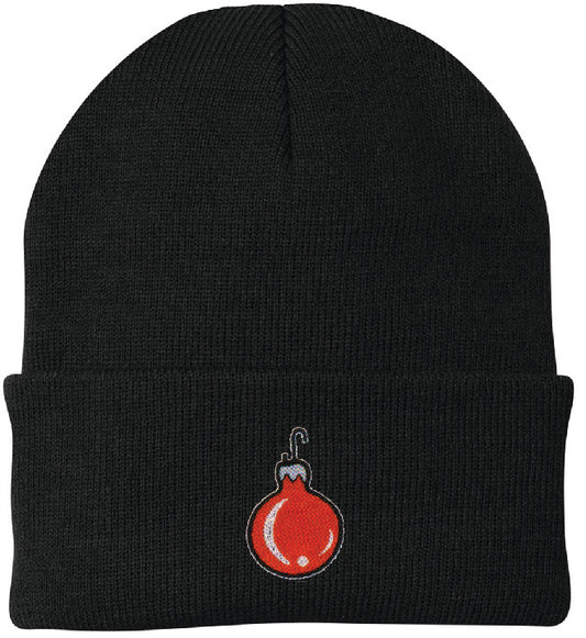 Bulb Ornament Embroidered Knit Cap Beanie