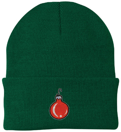 Bulb Ornament Embroidered Knit Cap Beanie