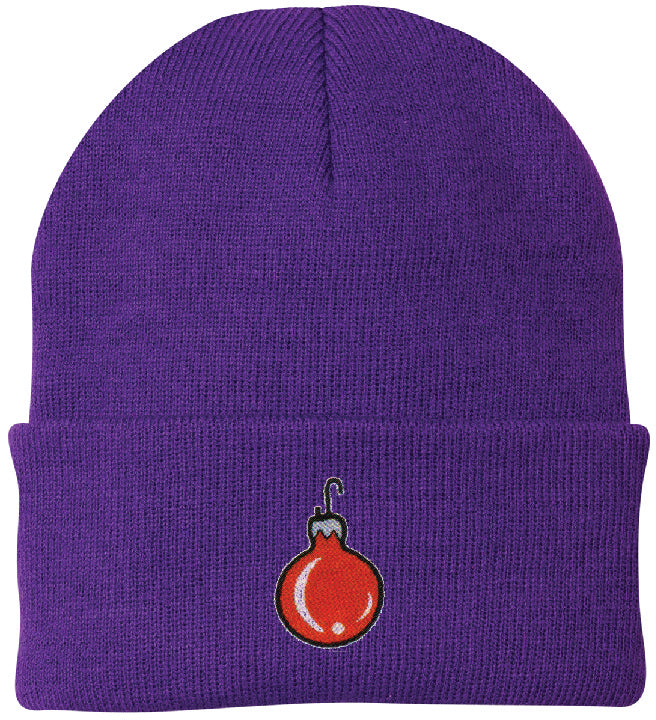 Bulb Ornament Embroidered Knit Cap Beanie