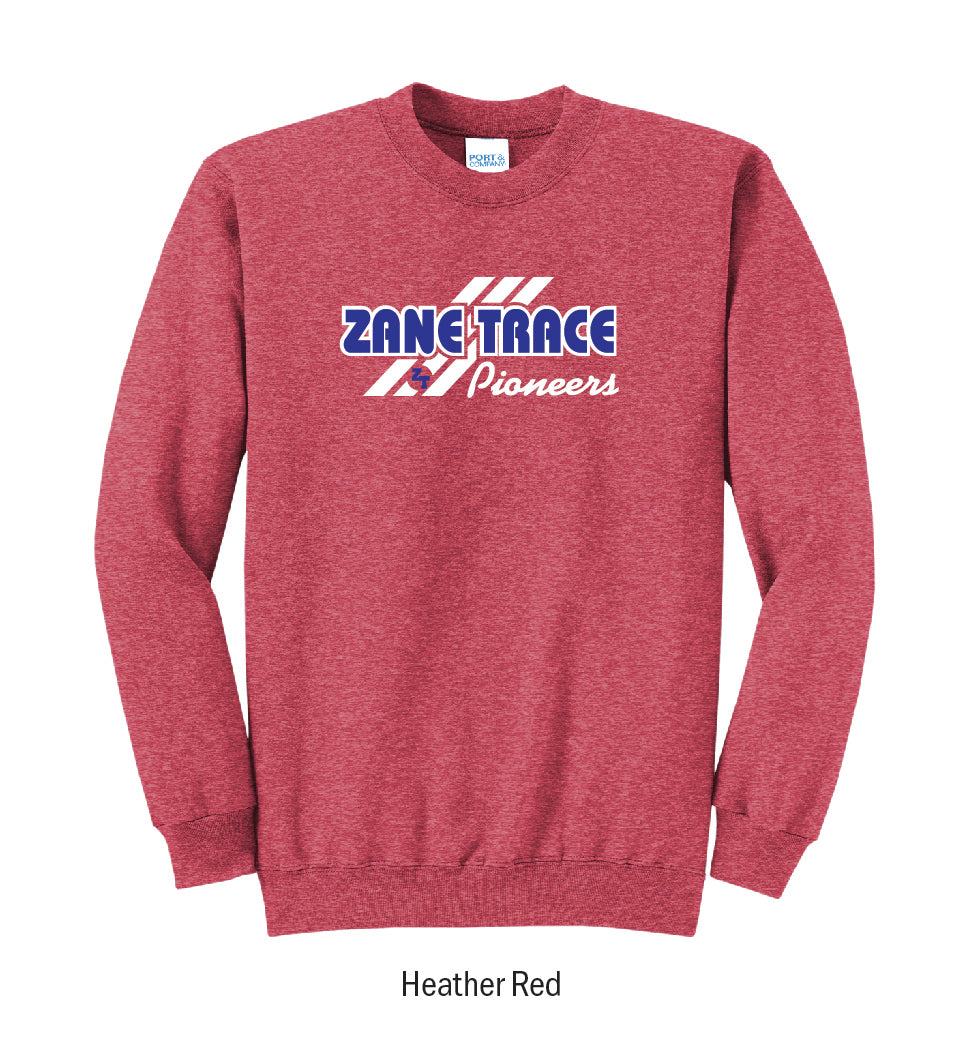 Zane Trace Pioneers "3-Stripe" Crewneck Sweatshirt