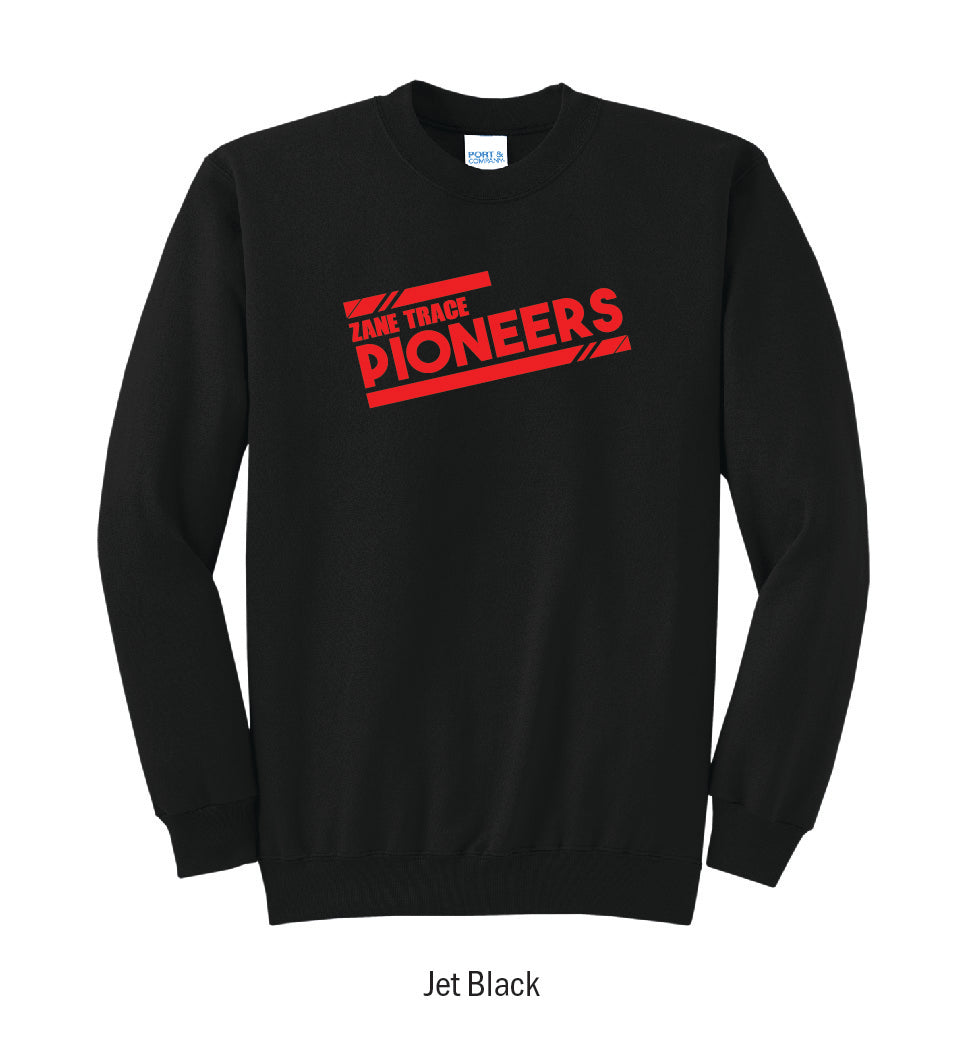 Zane Trace Pioneers "Athletic Stripes" Crewneck Sweatshirt