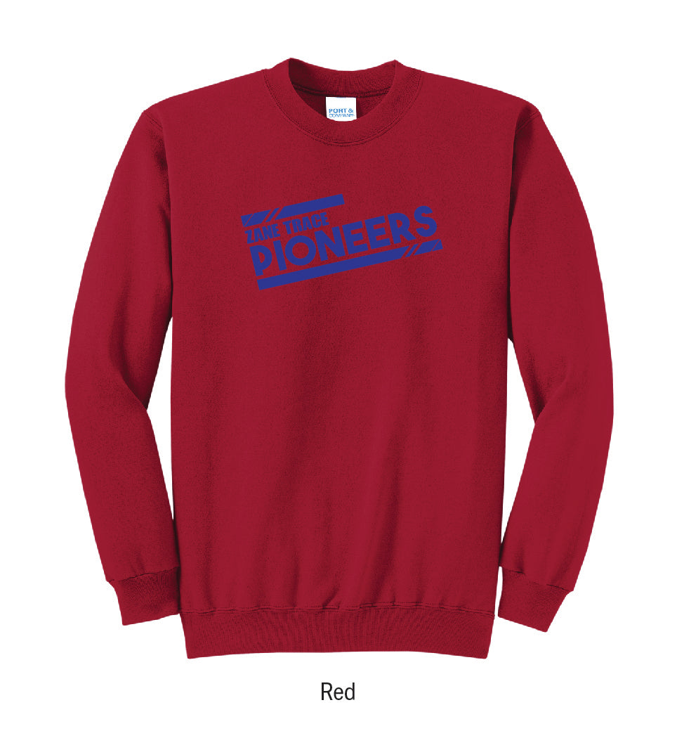 Zane Trace Pioneers "Athletic Stripes" Crewneck Sweatshirt