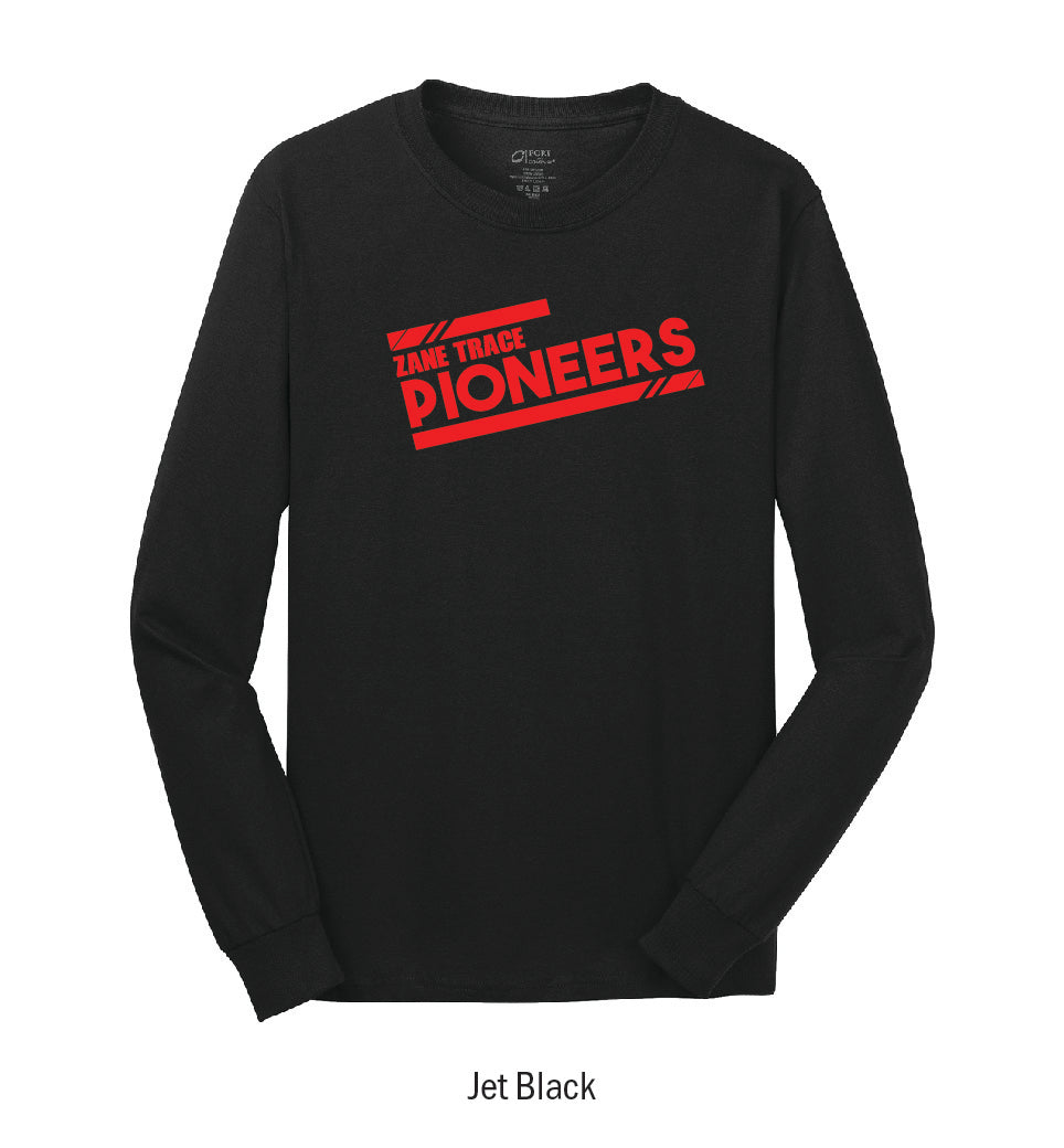 Zane Trace Pioneers "Athletic Stripes" Long Sleeve Tee Shirt