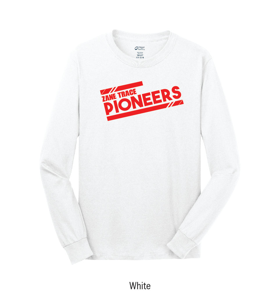 Zane Trace Pioneers "Athletic Stripes" Long Sleeve Tee Shirt