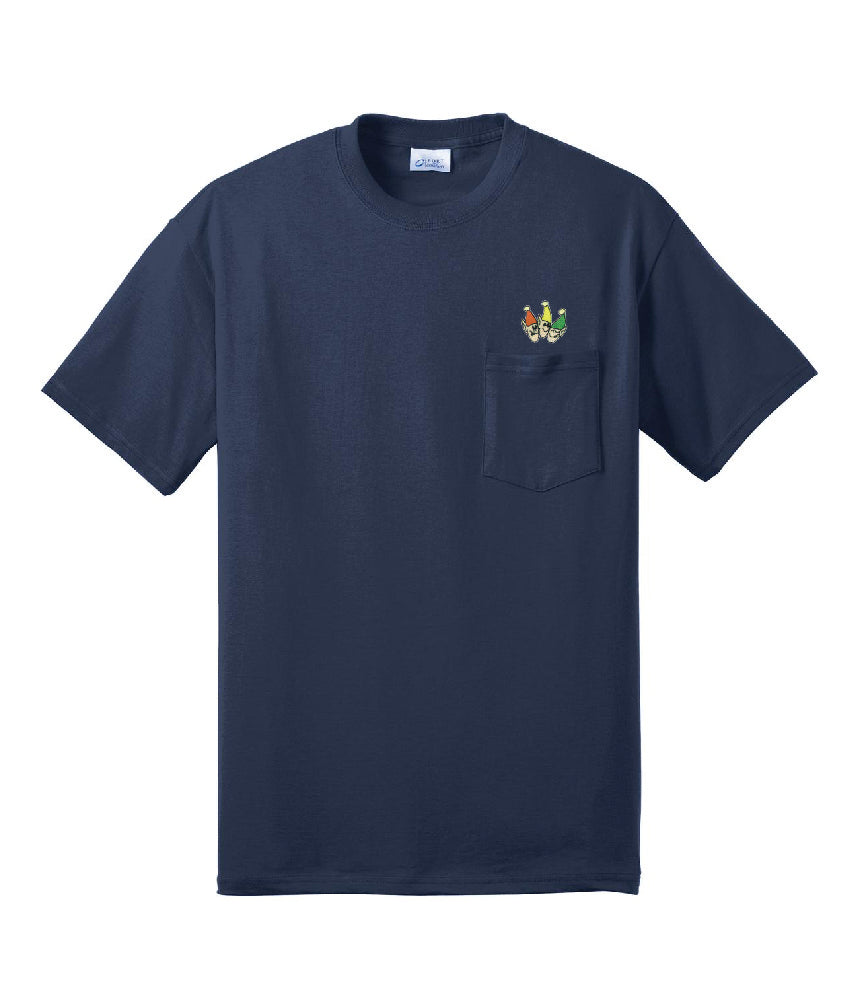 3 Christmas Elves Short Sleeve Embroidered Pocket Tee Shirt