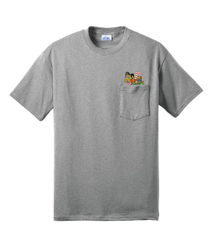 Christmas Toys Pocket Topper Embroidered Pocket Tee Shirt