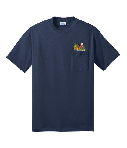 Christmas Toys Pocket Topper Embroidered Pocket Tee Shirt