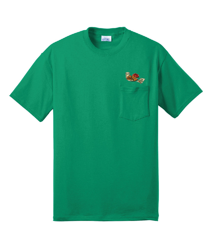 Santa's Snack Embroidered Pocket Tee Shirt