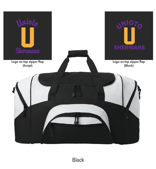 Unioto Shermans Embroidered Large Colorblock Duffel Bag