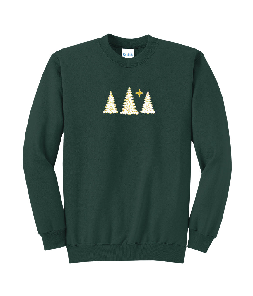 Snow-Covered Trees Embroidered Crewneck Sweatshirt