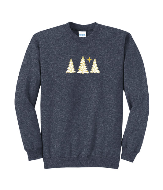 Snow-Covered Trees Embroidered Crewneck Sweatshirt