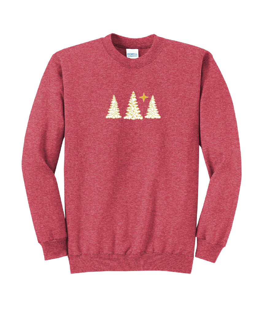 Snow-Covered Trees Embroidered Crewneck Sweatshirt