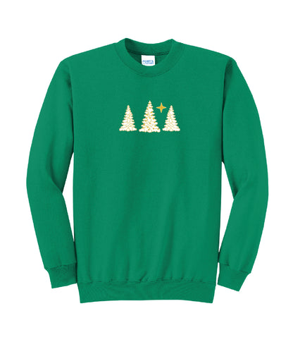 Snow-Covered Trees Embroidered Crewneck Sweatshirt