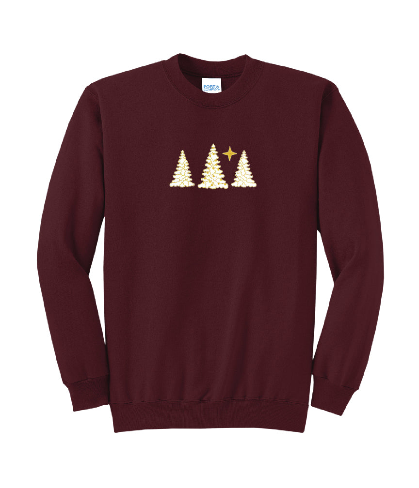 Snow-Covered Trees Embroidered Crewneck Sweatshirt