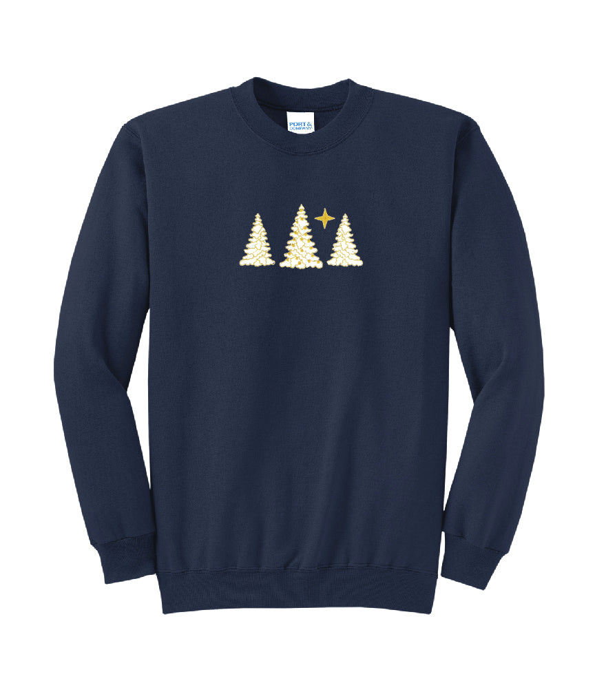 Snow-Covered Trees Embroidered Crewneck Sweatshirt