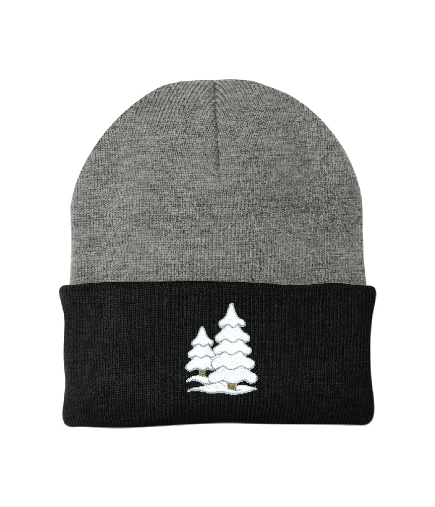 Snow-Covered Trees Embroidered Knit Cap Beanie