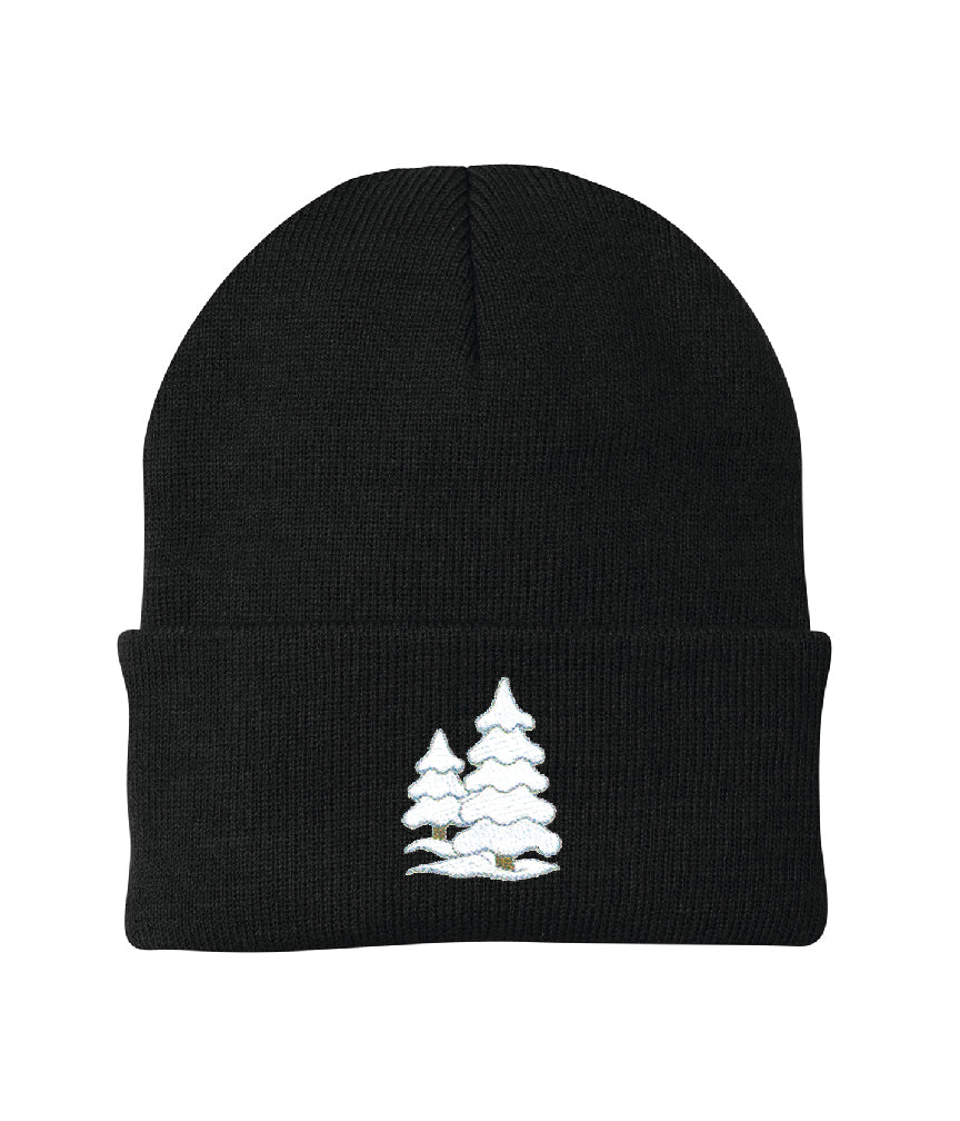 Snow-Covered Trees Embroidered Knit Cap Beanie