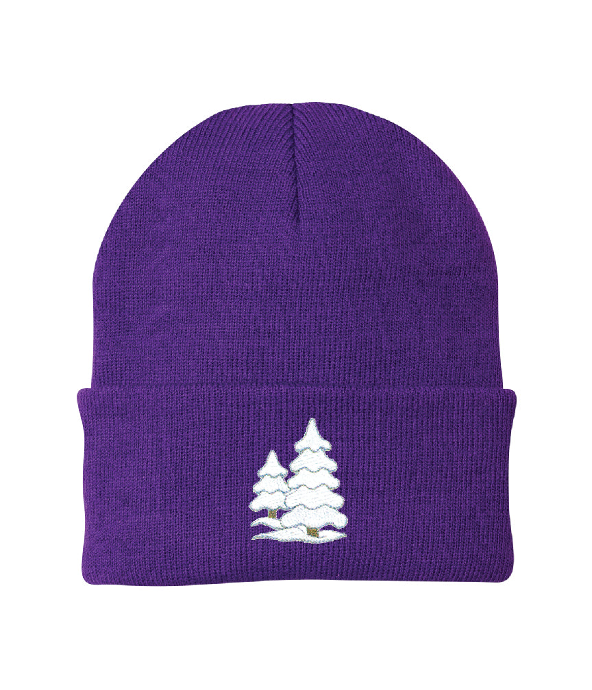 Snow-Covered Trees Embroidered Knit Cap Beanie