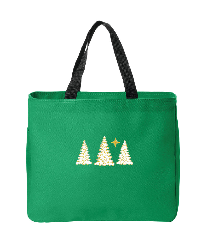 Snow-Covered Trees Embroidered Tote Bag