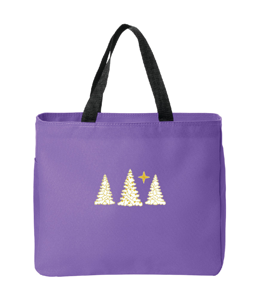 Snow-Covered Trees Embroidered Tote Bag