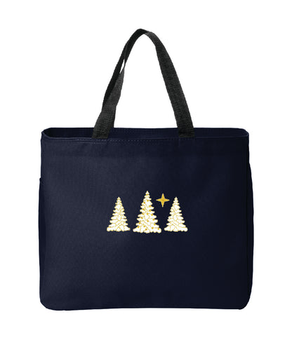 Snow-Covered Trees Embroidered Tote Bag