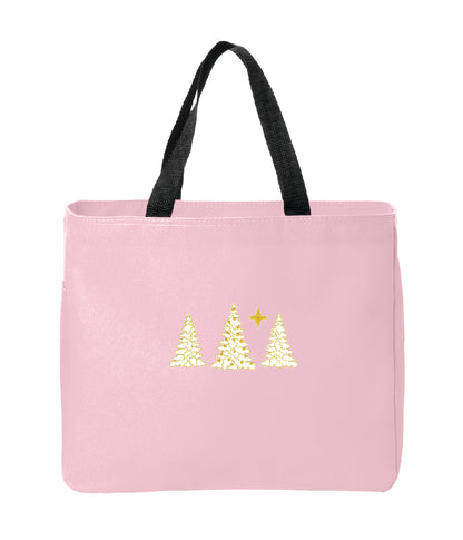 Snow-Covered Trees Embroidered Tote Bag