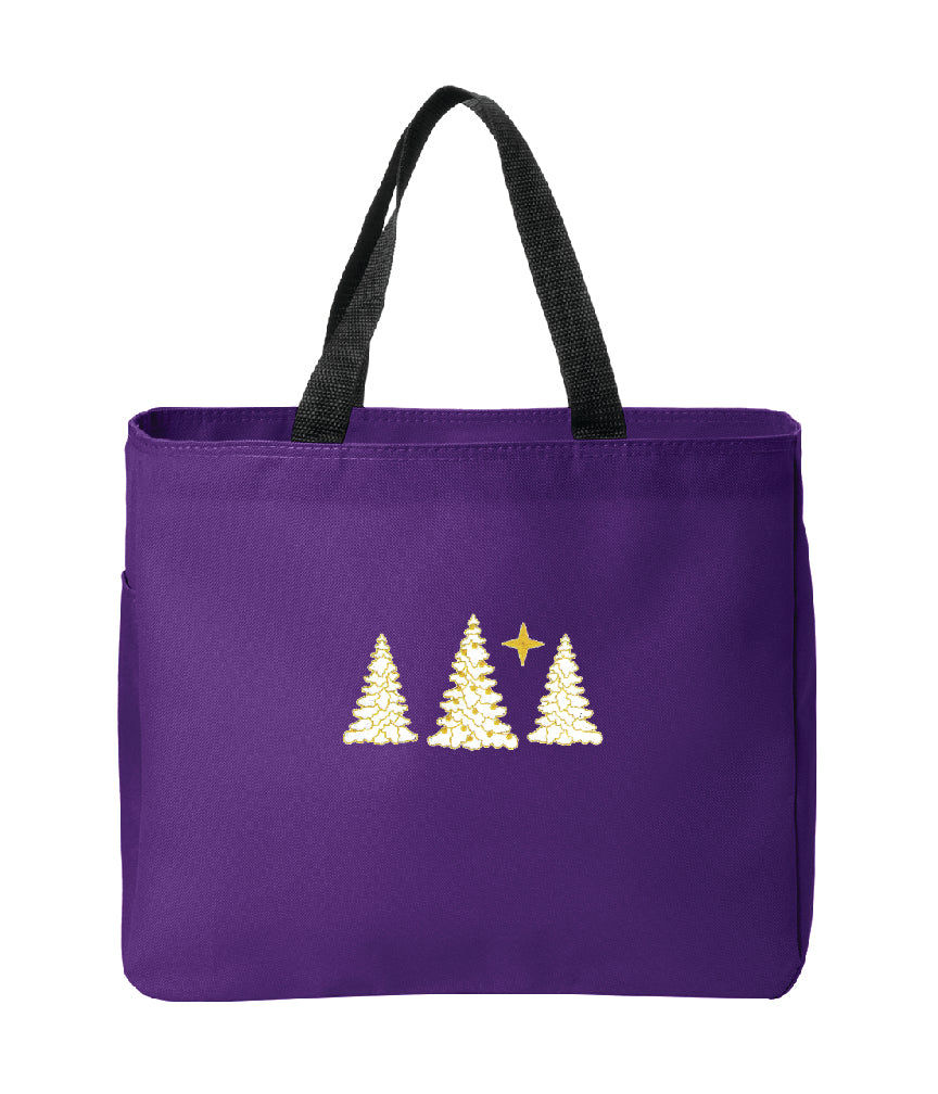 Snow-Covered Trees Embroidered Tote Bag