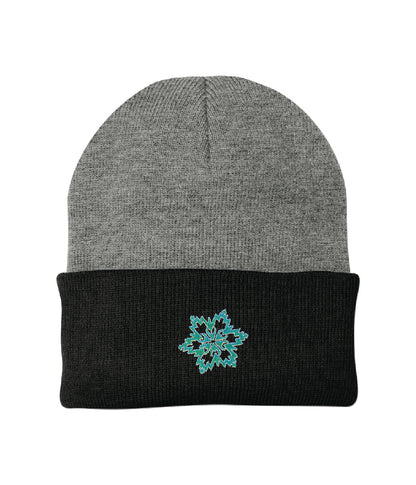 Snowflake Embroidered Knit Cap Beanie