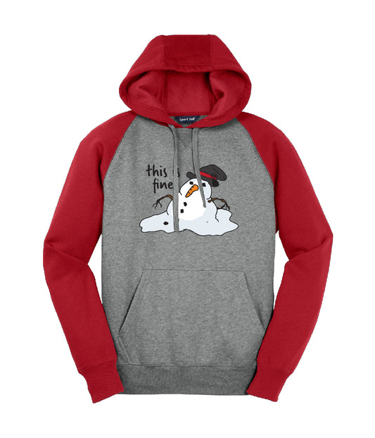 "this is fine" Melting Snowman Hooded Sweatshirt